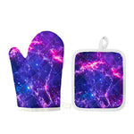 Dark Purple Universe Galaxy Space Print Oven Mitt And Pot Holder Set