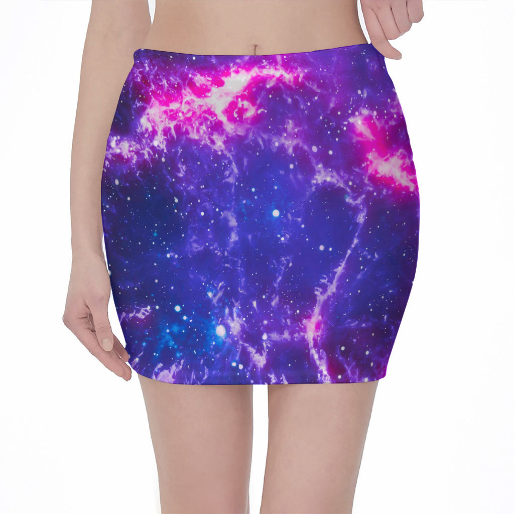 Dark Purple Universe Galaxy Space Print Pencil Mini Skirt