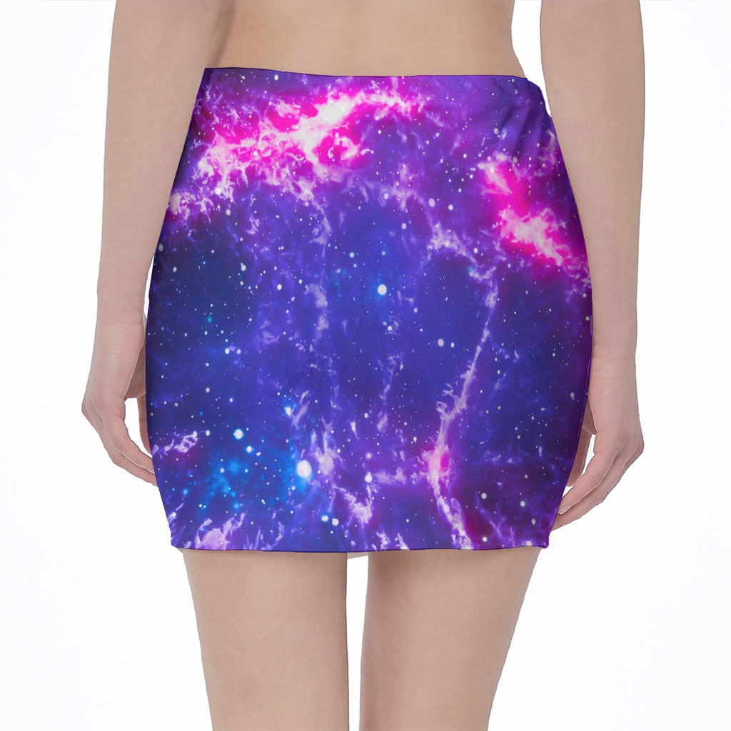 Dark Purple Universe Galaxy Space Print Pencil Mini Skirt
