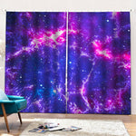 Dark Purple Universe Galaxy Space Print Pencil Pleat Curtains