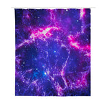 Dark Purple Universe Galaxy Space Print Polyester Shower Curtain