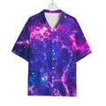Dark Purple Universe Galaxy Space Print Rayon Hawaiian Shirt