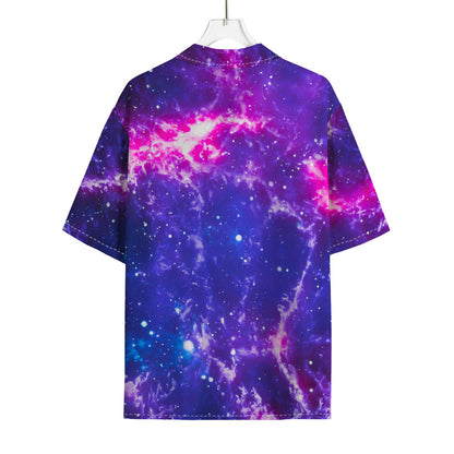 Dark Purple Universe Galaxy Space Print Rayon Hawaiian Shirt