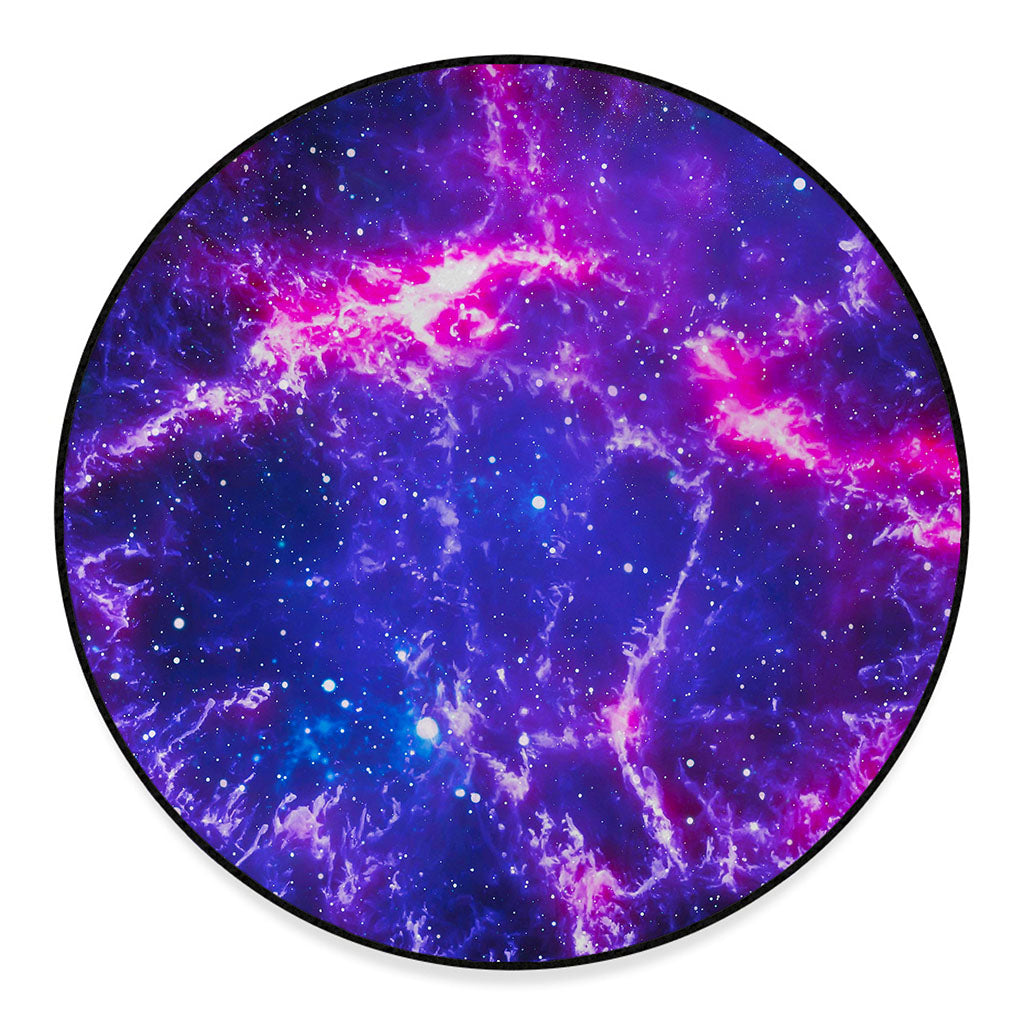 Dark Purple Universe Galaxy Space Print Round Floor Mat