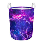 Dark Purple Universe Galaxy Space Print Round Laundry Basket