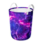 Dark Purple Universe Galaxy Space Print Round Laundry Basket