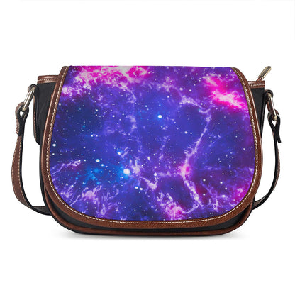Dark Purple Universe Galaxy Space Print Saddle Bag