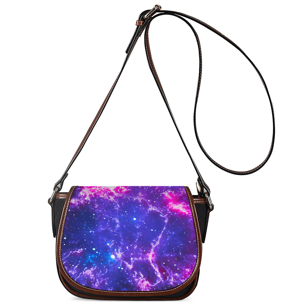 Dark Purple Universe Galaxy Space Print Saddle Bag