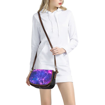 Dark Purple Universe Galaxy Space Print Saddle Bag