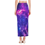 Dark Purple Universe Galaxy Space Print Side Slit Maxi Skirt