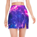 Dark Purple Universe Galaxy Space Print Side Slit Mini Skirt