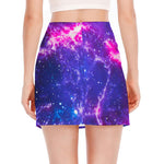 Dark Purple Universe Galaxy Space Print Side Slit Mini Skirt