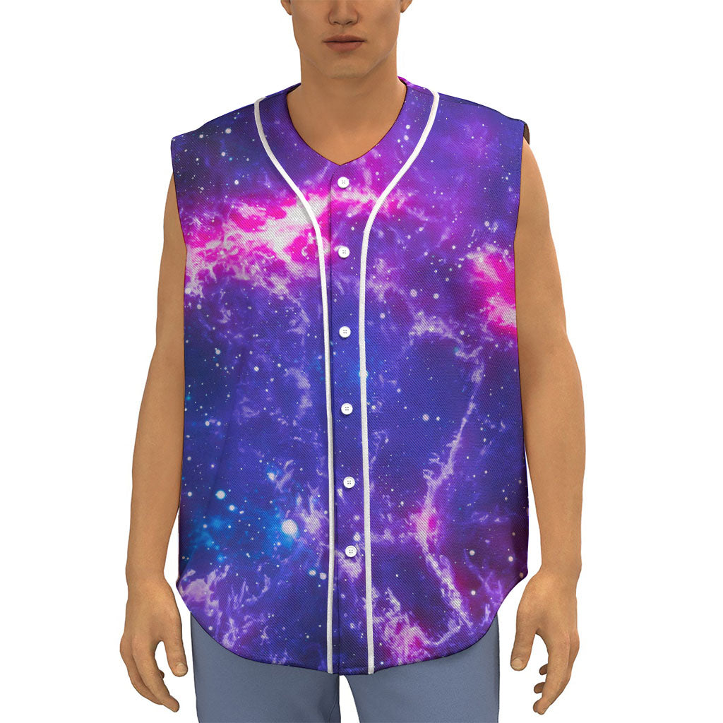 Dark Purple Universe Galaxy Space Print Sleeveless Baseball Jersey
