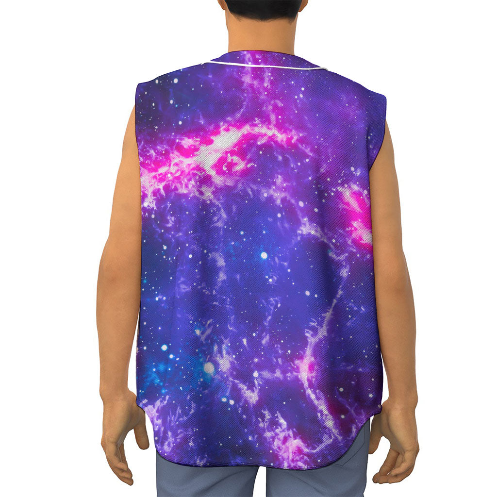 Dark Purple Universe Galaxy Space Print Sleeveless Baseball Jersey