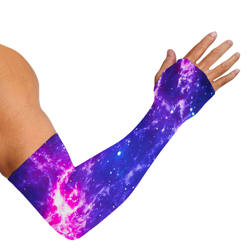 Dark Purple Universe Galaxy Space Print Sun Protection Arm Sleeves