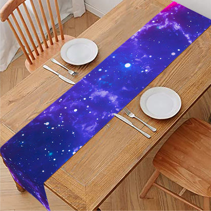 Dark Purple Universe Galaxy Space Print Table Runner