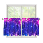 Dark Purple Universe Galaxy Space Print Tier Curtains