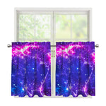 Dark Purple Universe Galaxy Space Print Tier Curtains