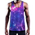 Dark Purple Universe Galaxy Space Print Men's Workout Tank Top