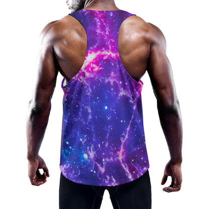 Dark Purple Universe Galaxy Space Print Training Tank Top