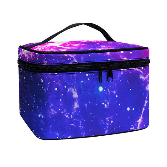 Dark Purple Universe Galaxy Space Print Travel Makeup Bag