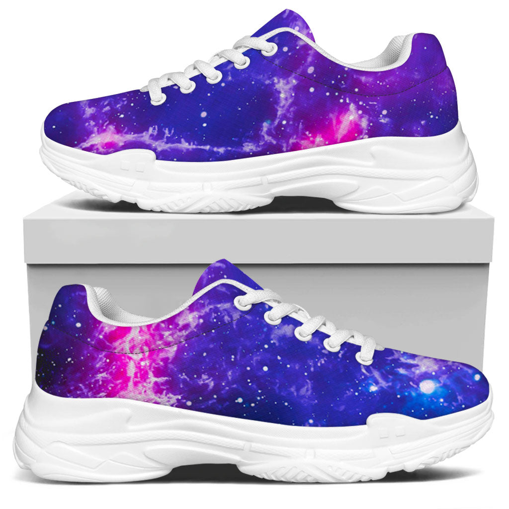 Dark Purple Universe Galaxy Space Print White Chunky Shoes