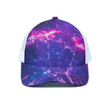 Dark Purple Universe Galaxy Space Print White Mesh Trucker Cap