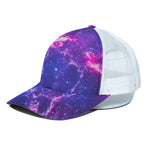 Dark Purple Universe Galaxy Space Print White Mesh Trucker Cap