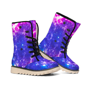 Dark Purple Universe Galaxy Space Print Winter Boots