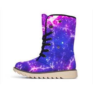 Dark Purple Universe Galaxy Space Print Winter Boots