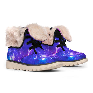 Dark Purple Universe Galaxy Space Print Winter Boots