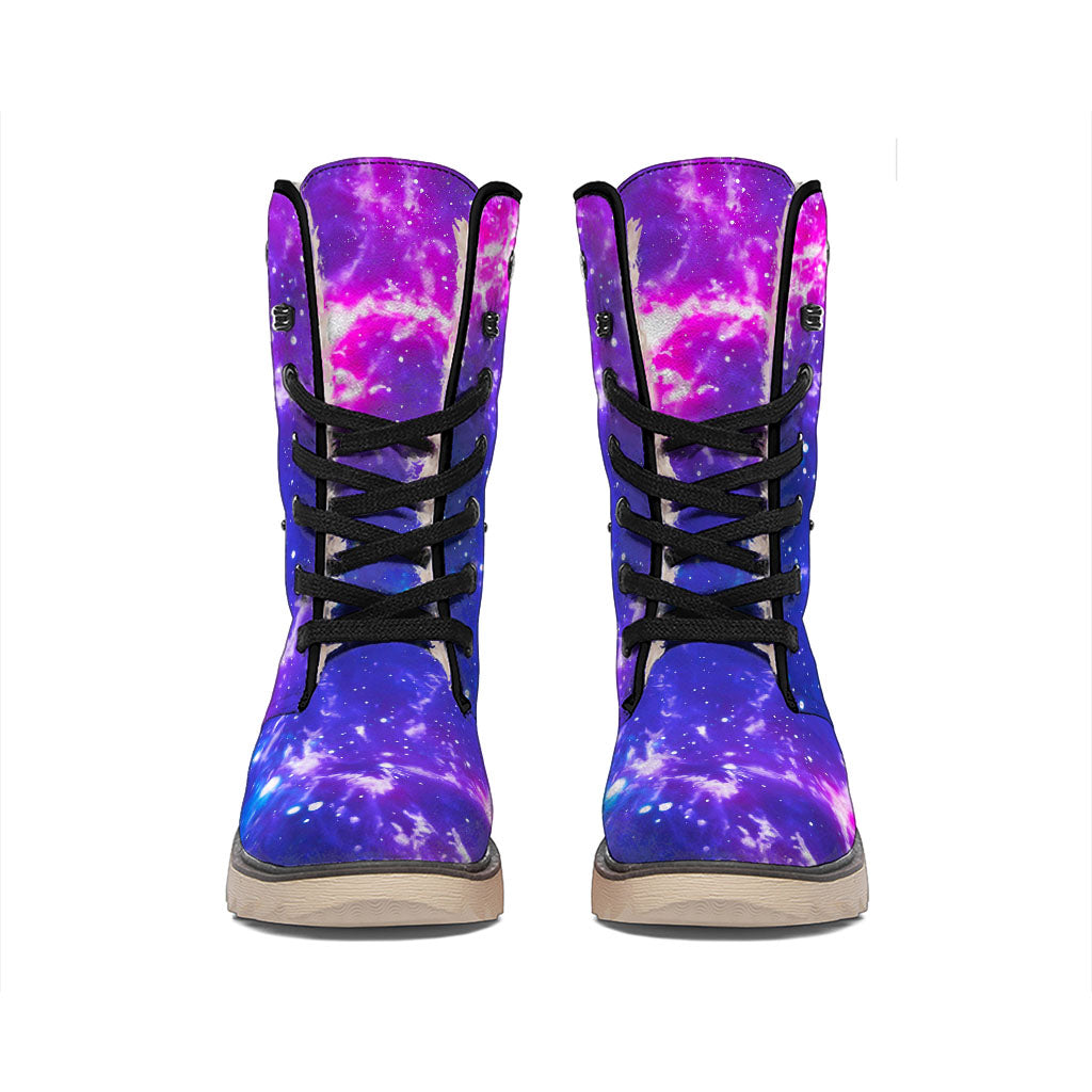 Dark Purple Universe Galaxy Space Print Winter Boots