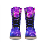 Dark Purple Universe Galaxy Space Print Winter Boots