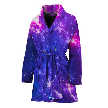 Dark Purple Universe Galaxy Space Print Women's Bathrobe