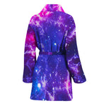 Dark Purple Universe Galaxy Space Print Women's Bathrobe