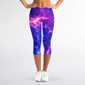 Dark Purple Universe Galaxy Space Print Women's Capri Leggings