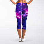 Dark Purple Universe Galaxy Space Print Women's Capri Leggings