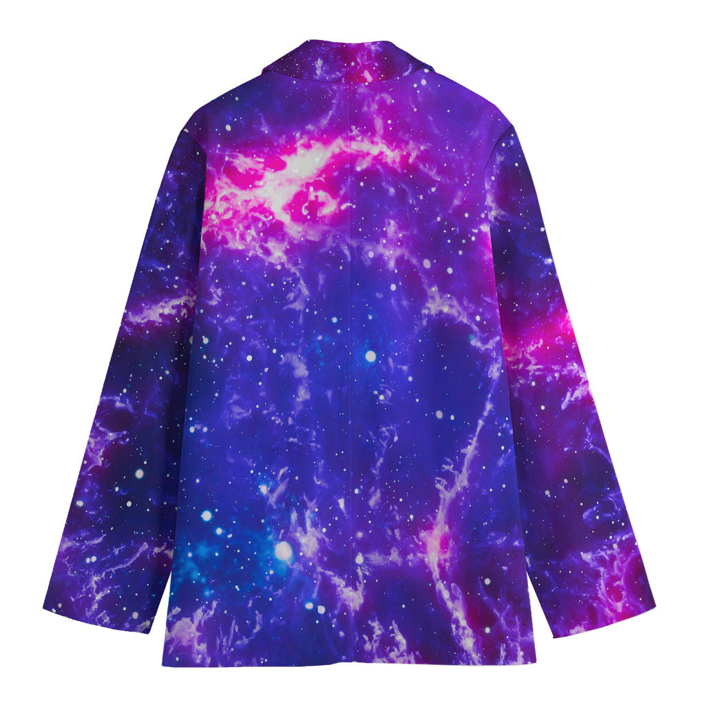 Dark Purple Universe Galaxy Space Print Women's Cotton Blazer