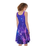 Dark Purple Universe Galaxy Space Print Women's Sleeveless Dress