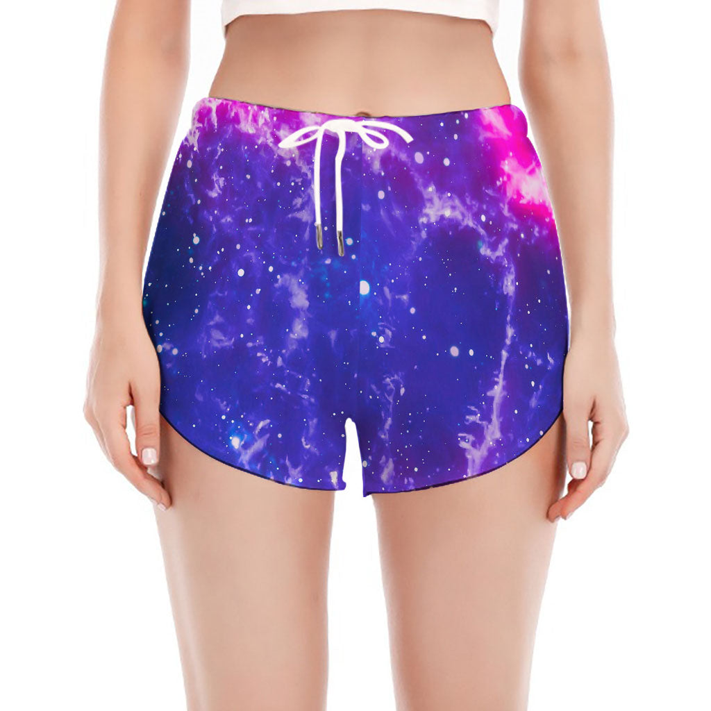 Dark Purple Universe Galaxy Space Print Women's Split Running Shorts