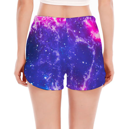 Dark Purple Universe Galaxy Space Print Women's Split Running Shorts