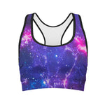 Dark Purple Universe Galaxy Space Print Women's Sports Bra
