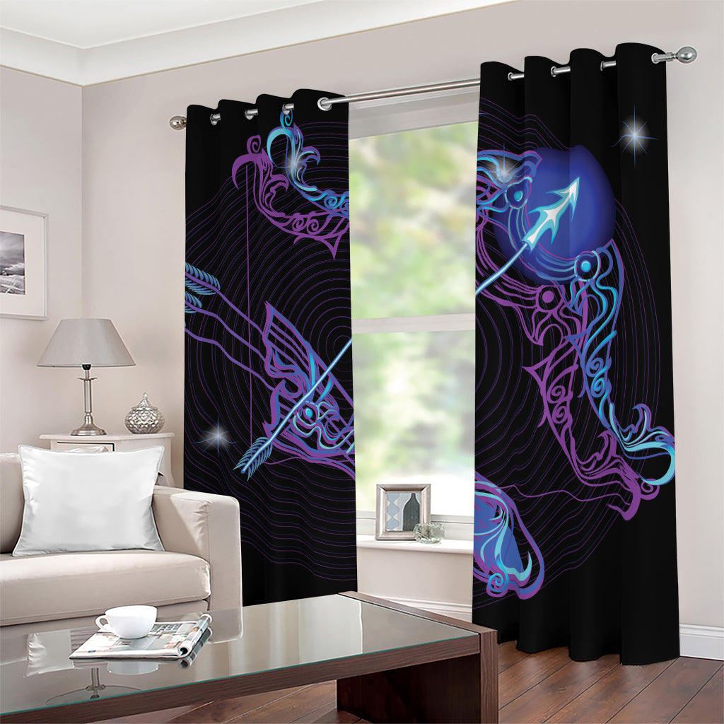 Dark Sagittarius Zodiac Sign Print Blackout Grommet Curtains