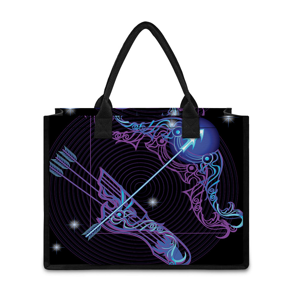 Dark Sagittarius Zodiac Sign Print Canvas Tote Bag