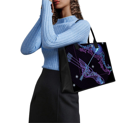 Dark Sagittarius Zodiac Sign Print Canvas Tote Bag