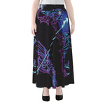 Dark Sagittarius Zodiac Sign Print Chiffon Maxi Skirt