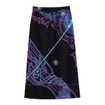 Dark Sagittarius Zodiac Sign Print Cotton Front Slit Maxi Skirt