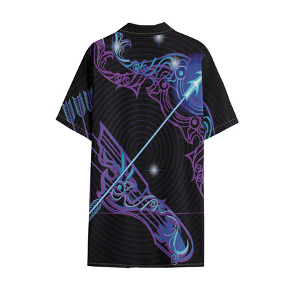 Dark Sagittarius Zodiac Sign Print Cotton Hawaiian Shirt