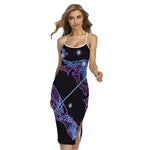 Dark Sagittarius Zodiac Sign Print Cross Back Cami Dress