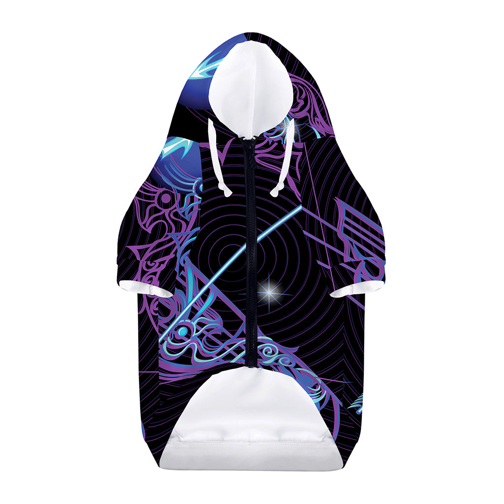 Dark Sagittarius Zodiac Sign Print Dog Zip Up Hoodie